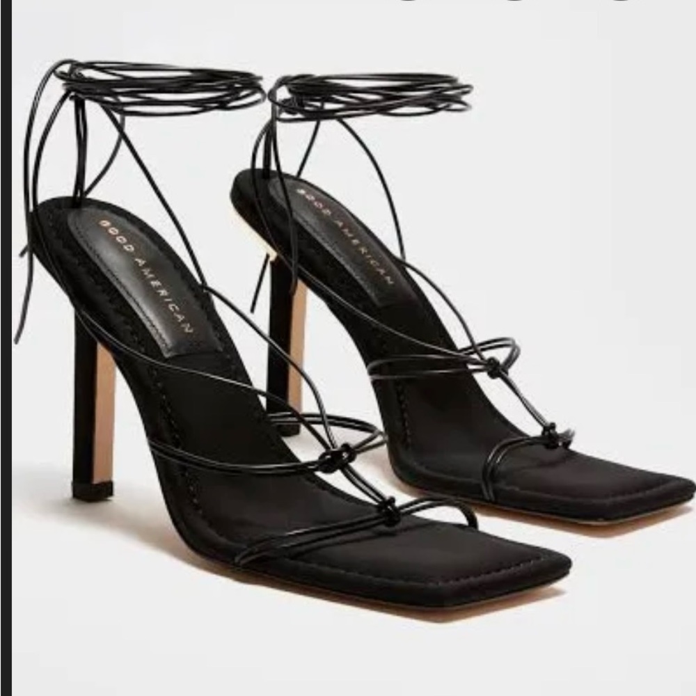 Good American Black Lace-Up Heels - Picture 3 of 9